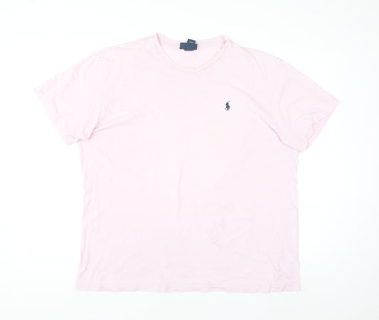 Polo Ralph Lauren Men's Pink Crew Neck Cotton T-Shirt Size L