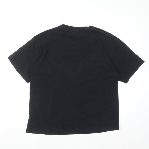Monki Women's Black Rainbow Heart Embroidered Cotton T-Shirt Size S