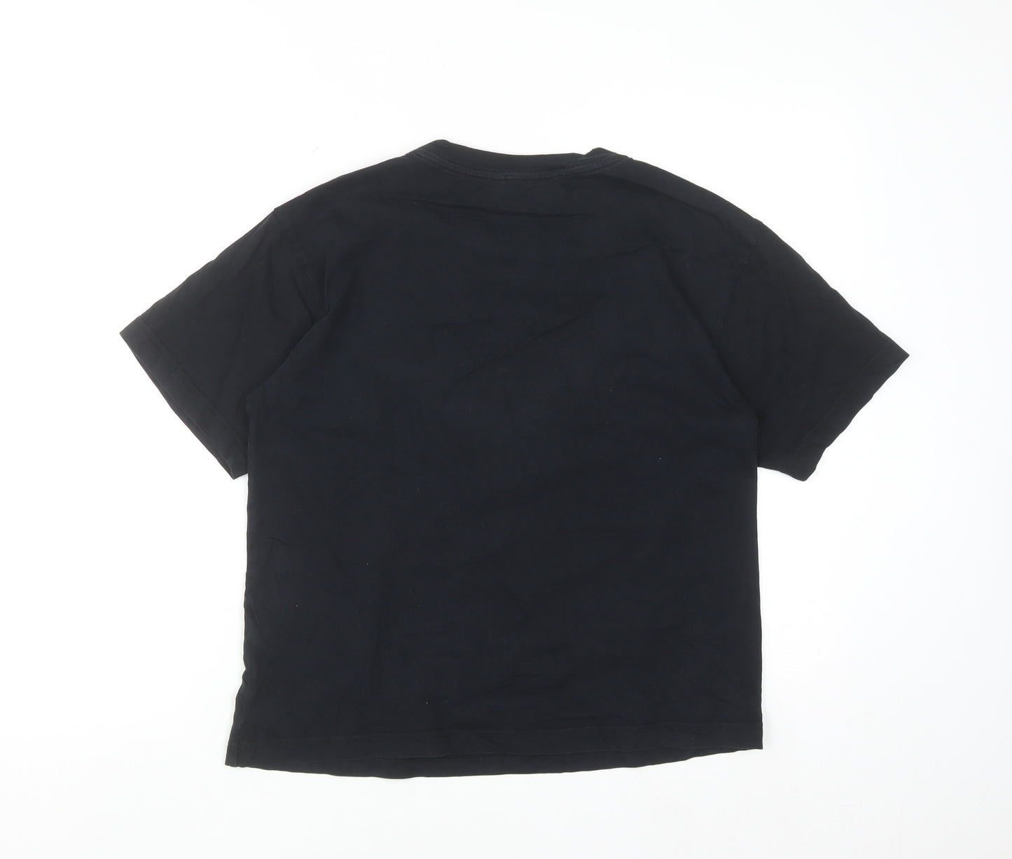 Monki Women's Black Rainbow Heart Embroidered Cotton T-Shirt Size S