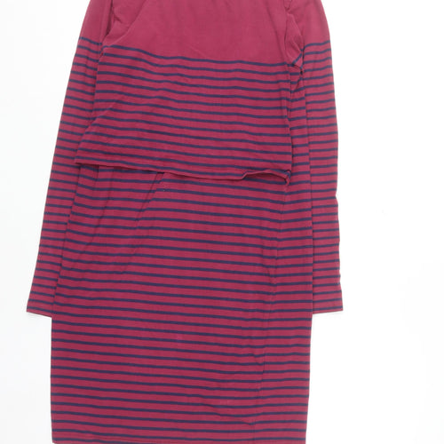 JoJo Maman Bébé Women Purple Stripe Maternity Shift Dress S