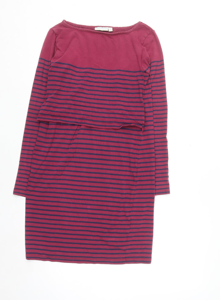 JoJo Maman Bébé Women Purple Stripe Maternity Shift Dress S