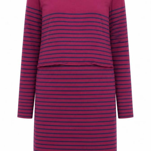 JoJo Maman Bébé Women Purple Stripe Maternity Shift Dress S