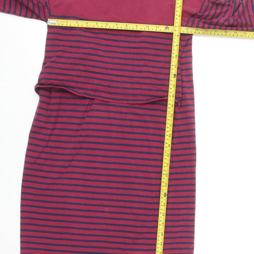 JoJo Maman Bébé Women Purple Stripe Maternity Shift Dress S