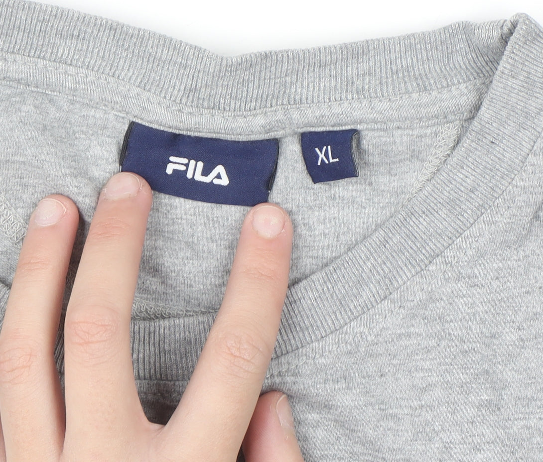 FILA Men's Grey XL Short Sleeve Cotton Graphic T-Shirt