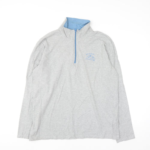 Atlas For Men Grey 1/4 Zip High Neck Pullover Sweatshirt L