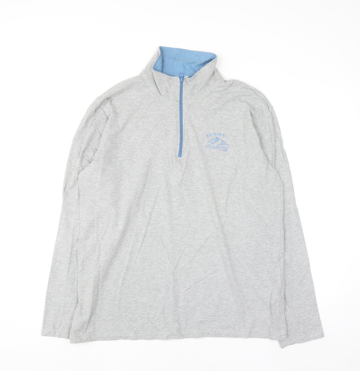 Atlas For Men Grey 1/4 Zip High Neck Pullover Sweatshirt L