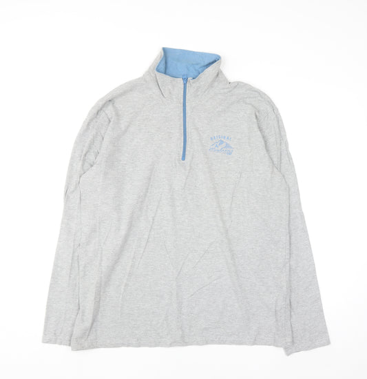 Atlas For Men Grey 1/4 Zip High Neck Pullover Sweatshirt L