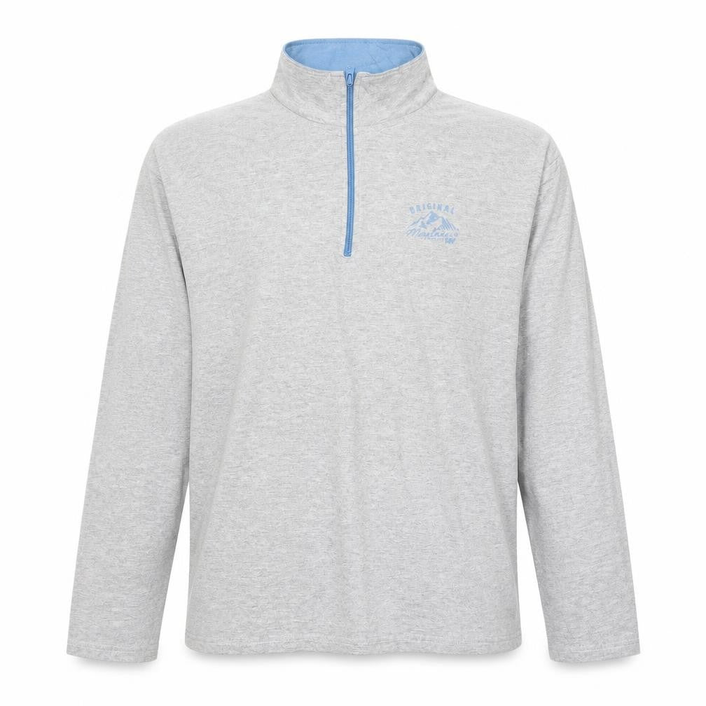 Front view of Atlas For Men Grey 1/4 Zip High Neck Pullover Sweatshirt L