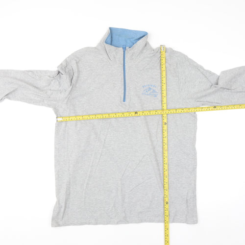Atlas For Men Grey 1/4 Zip High Neck Pullover Sweatshirt L