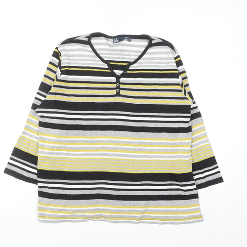 Isle Women’s Multicoloured Striped Henley Top Size 18