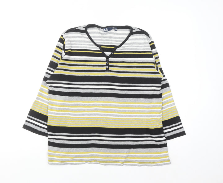 Isle Women’s Multicoloured Striped Henley Top Size 18