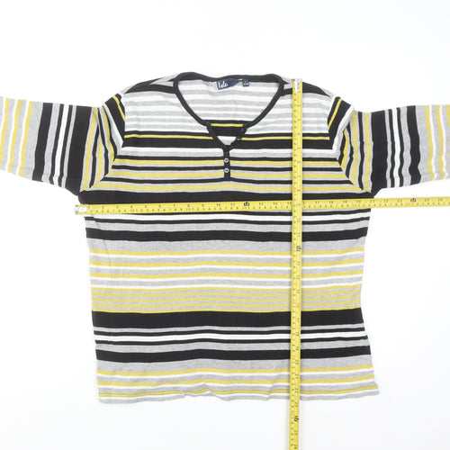 Isle Women’s Multicoloured Striped Henley Top Size 18