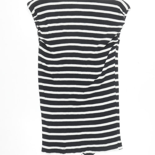 H&M MAMA Black White Striped Bodycon Maternity Dress XL