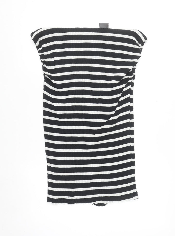 H&M MAMA Black White Striped Bodycon Maternity Dress XL