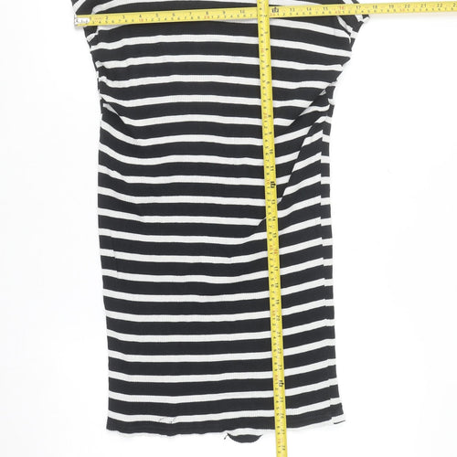 H&M MAMA Black White Striped Bodycon Maternity Dress XL