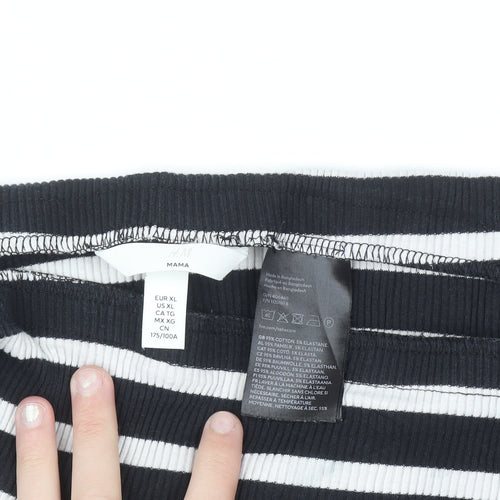 H&M MAMA Black White Striped Bodycon Maternity Dress XL