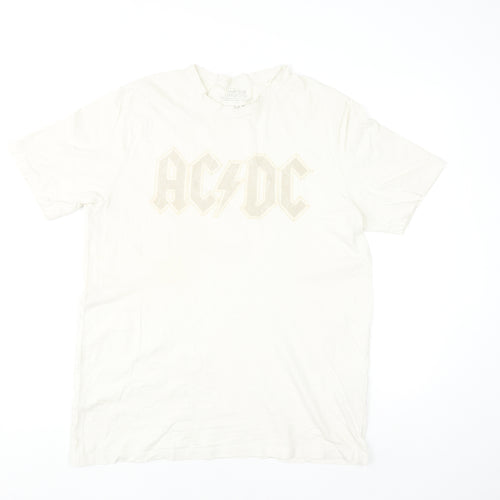 Next Mens White AC/DC Band Graphic T-Shirt Size M Cotton