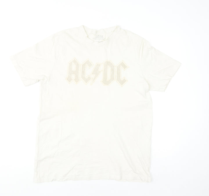 Next Mens White AC/DC Band Graphic T-Shirt Size M Cotton