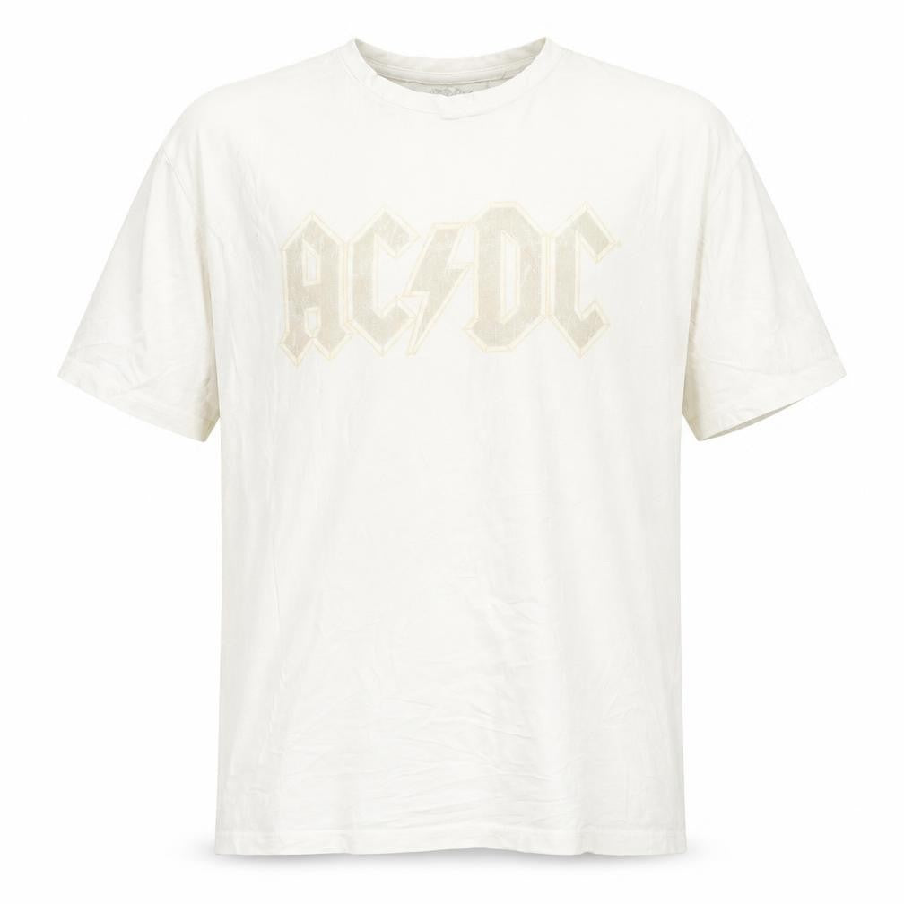 Front view of Next men’s white ac/dc band graphic t-shirt, size M, cotton