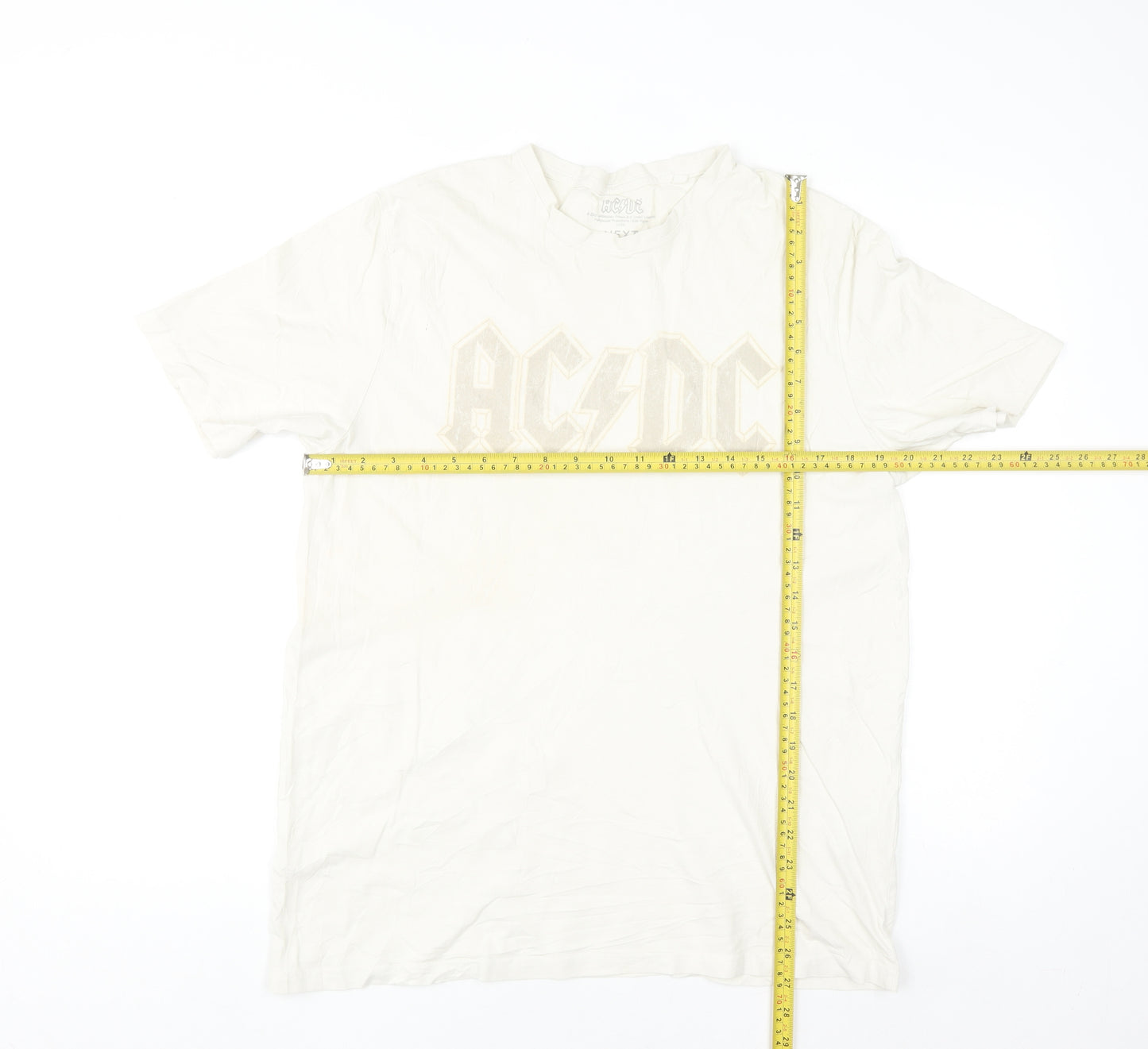 Next Mens White AC/DC Band Graphic T-Shirt Size M Cotton