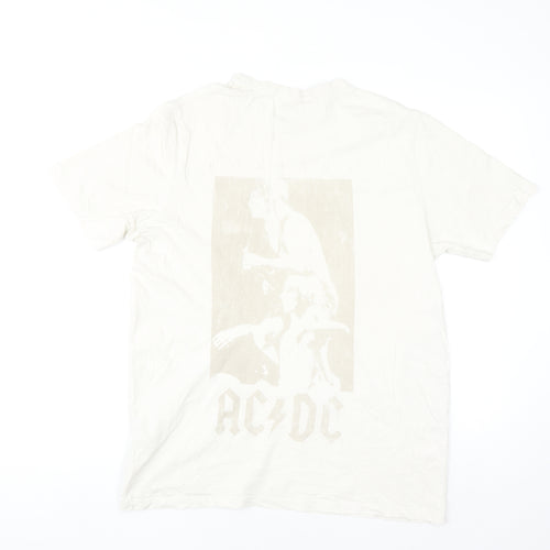 Next Mens White AC/DC Band Graphic T-Shirt Size M Cotton