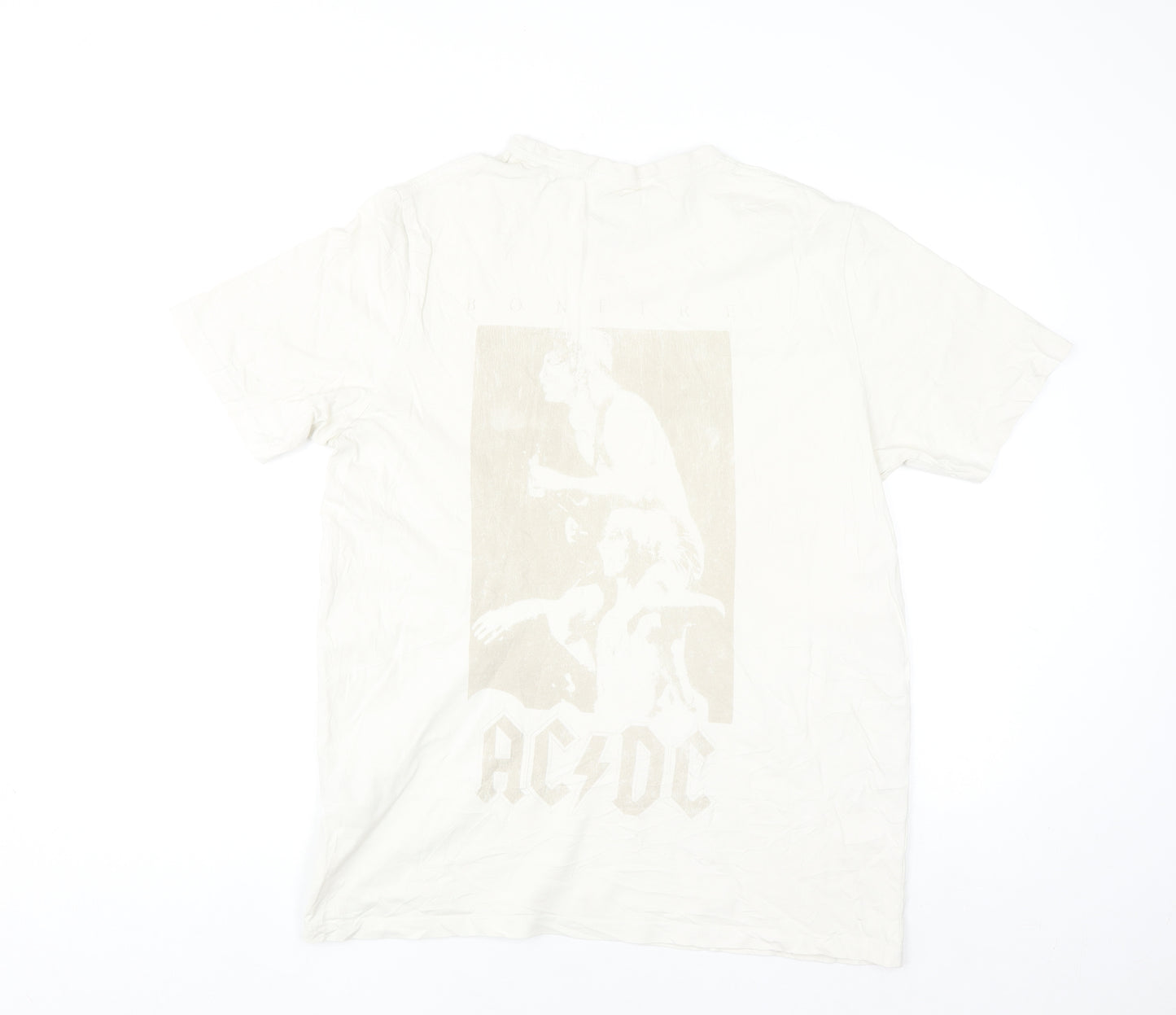 Next Mens White AC/DC Band Graphic T-Shirt Size M Cotton