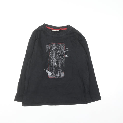 Stuk Boys Black Long Sleeve Graphic T-Shirt 11-12 Years Cotton Top