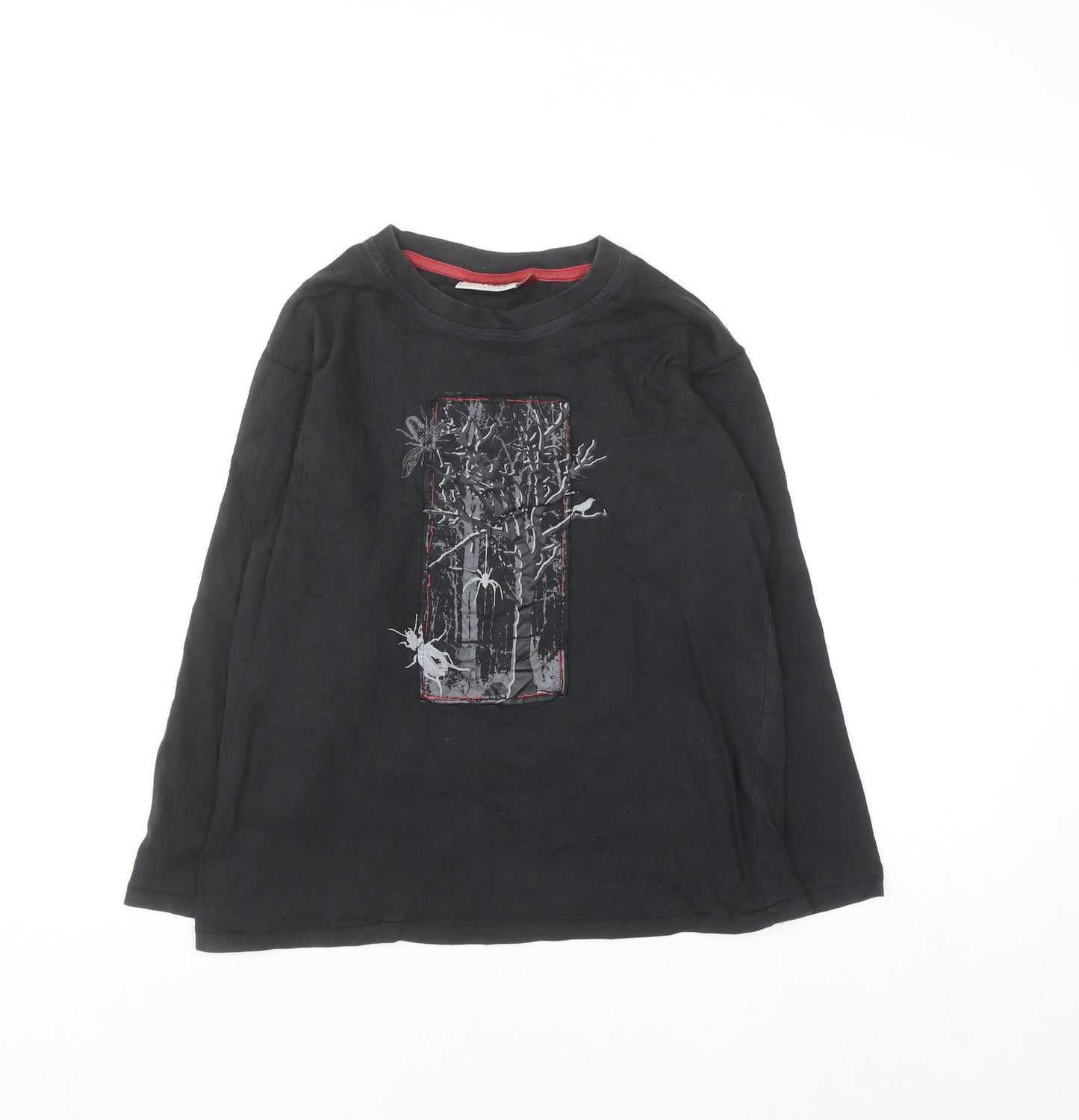 Stuk Boys Black Long Sleeve Graphic T-Shirt 11-12 Years Cotton Top