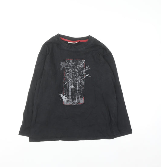 Stuk Boys Black Long Sleeve Graphic T-Shirt 11-12 Years Cotton Top