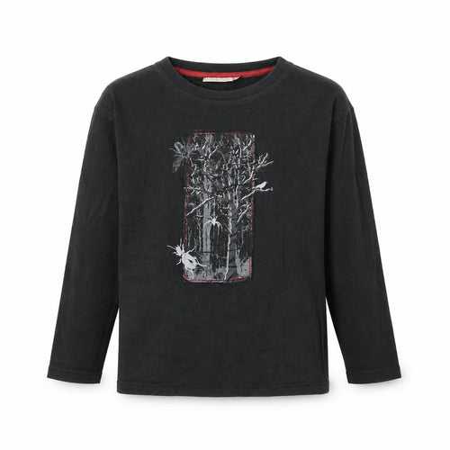 Stuk Boys Black Long Sleeve Graphic T-Shirt 11-12 Years Cotton Top