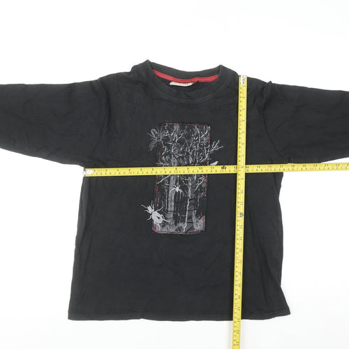 Stuk Boys Black Long Sleeve Graphic T-Shirt 11-12 Years Cotton Top