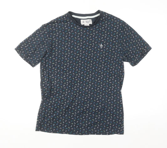 Original Penguin Mens Navy Blue Graphic Print Crew Neck T-Shirt M