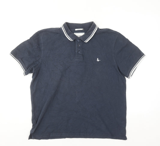 Jack Wills Men's Blue Classic Fit Short Sleeve Polo Shirt L