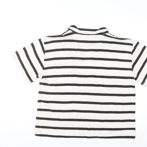 H&M Women’s Black Striped Collared Henley Jumper Size 16
