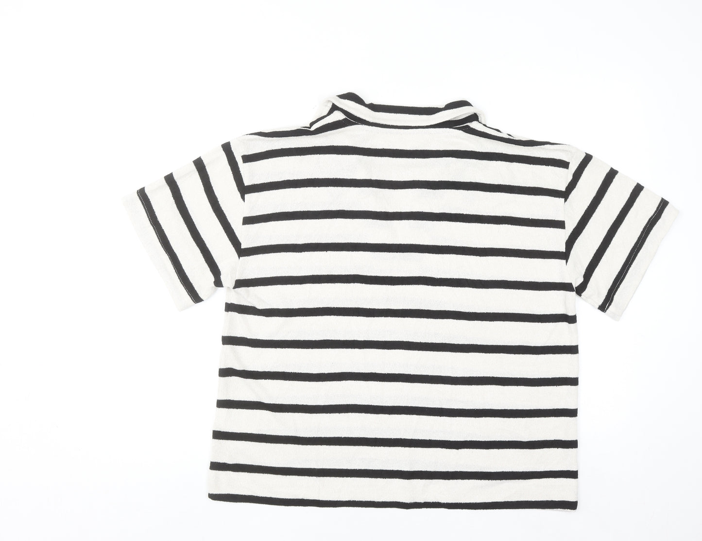 H&M Women’s Black Striped Collared Henley Jumper Size 16