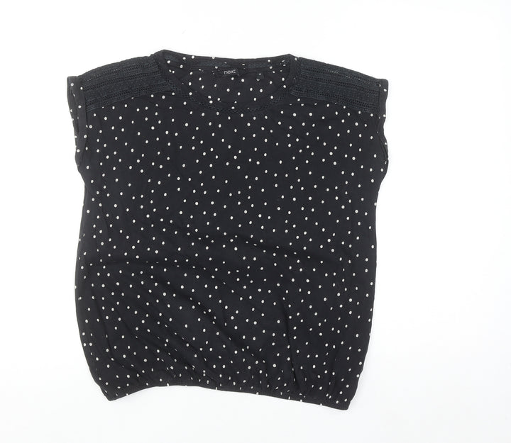 Next Women’s Black Polka Dot Sleeveless Cotton Blouse Size 12