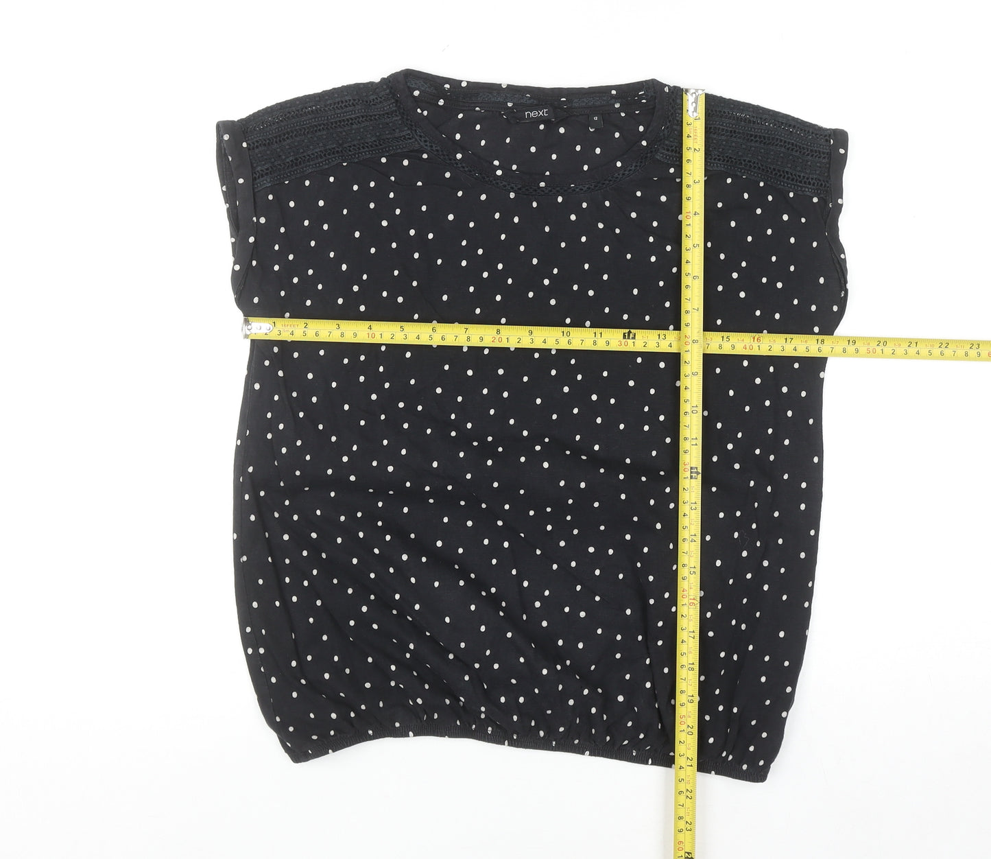 Next Women’s Black Polka Dot Sleeveless Cotton Blouse Size 12