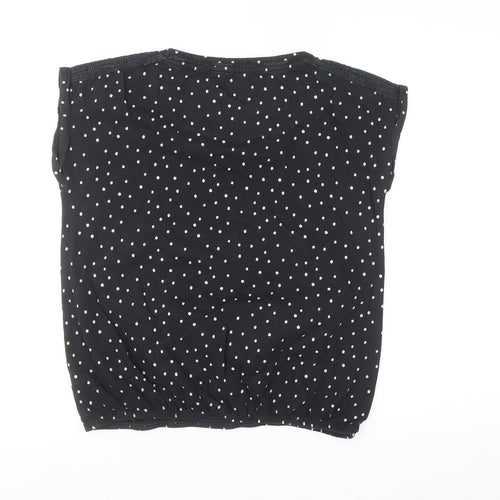 Next Women’s Black Polka Dot Sleeveless Cotton Blouse Size 12