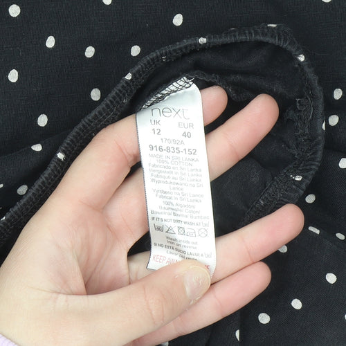 Next Women’s Black Polka Dot Sleeveless Cotton Blouse Size 12