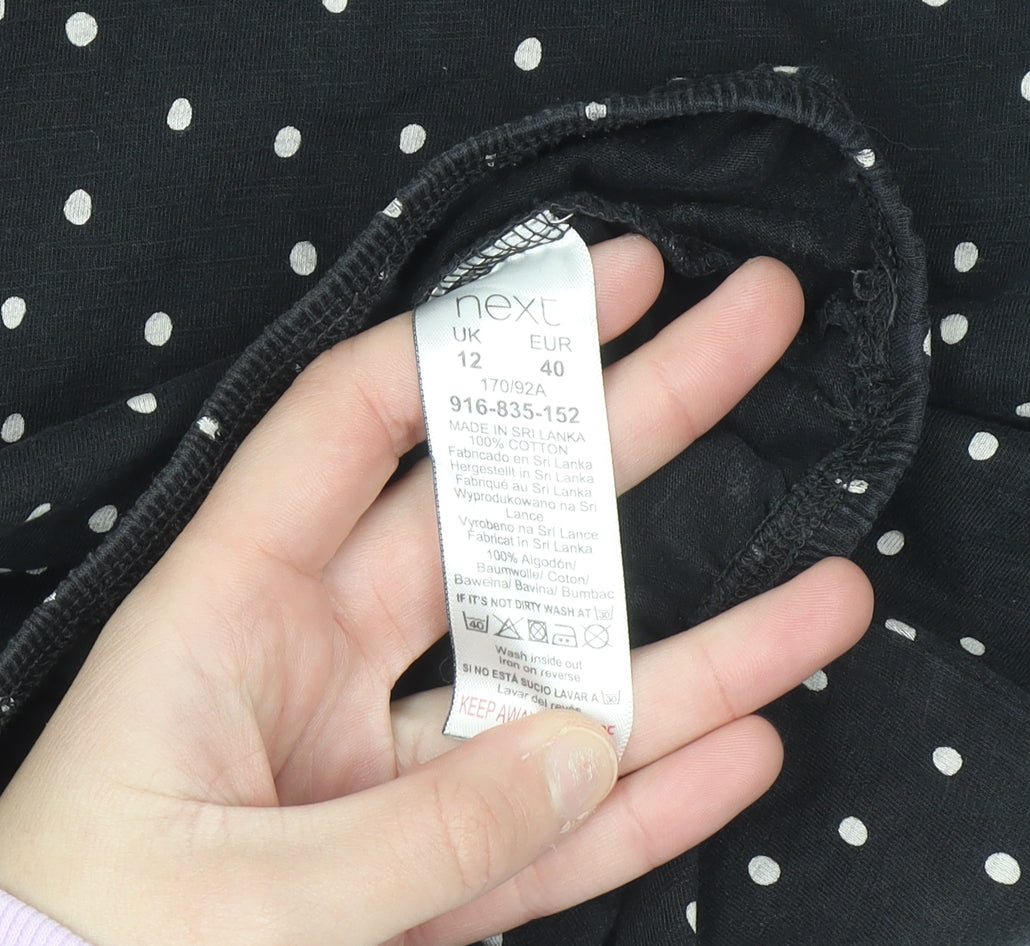 Next Women’s Black Polka Dot Sleeveless Cotton Blouse Size 12