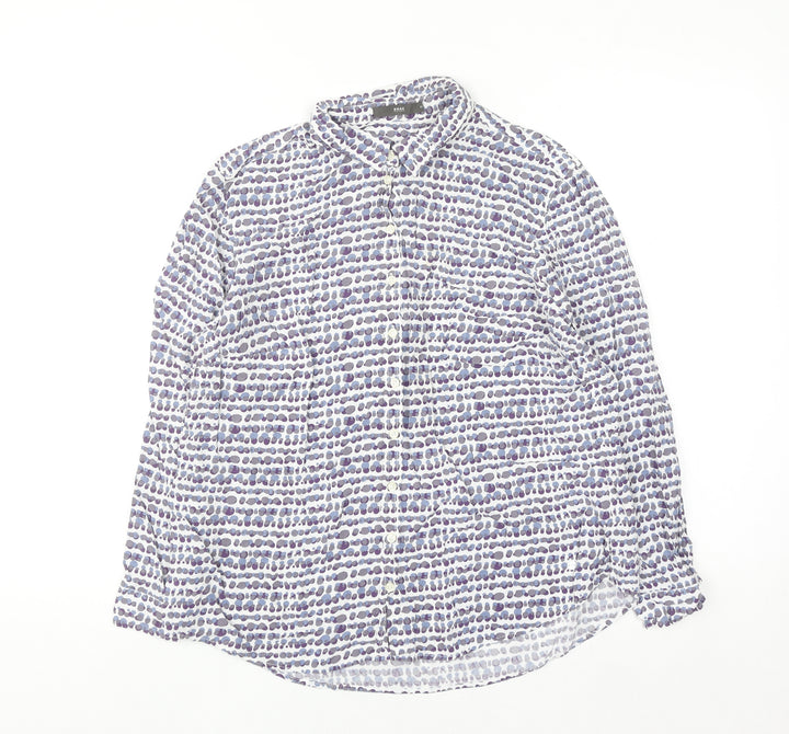 Brax Men's Blue Geometric Viscose Long Sleeve Button-Up Shirt Size 42