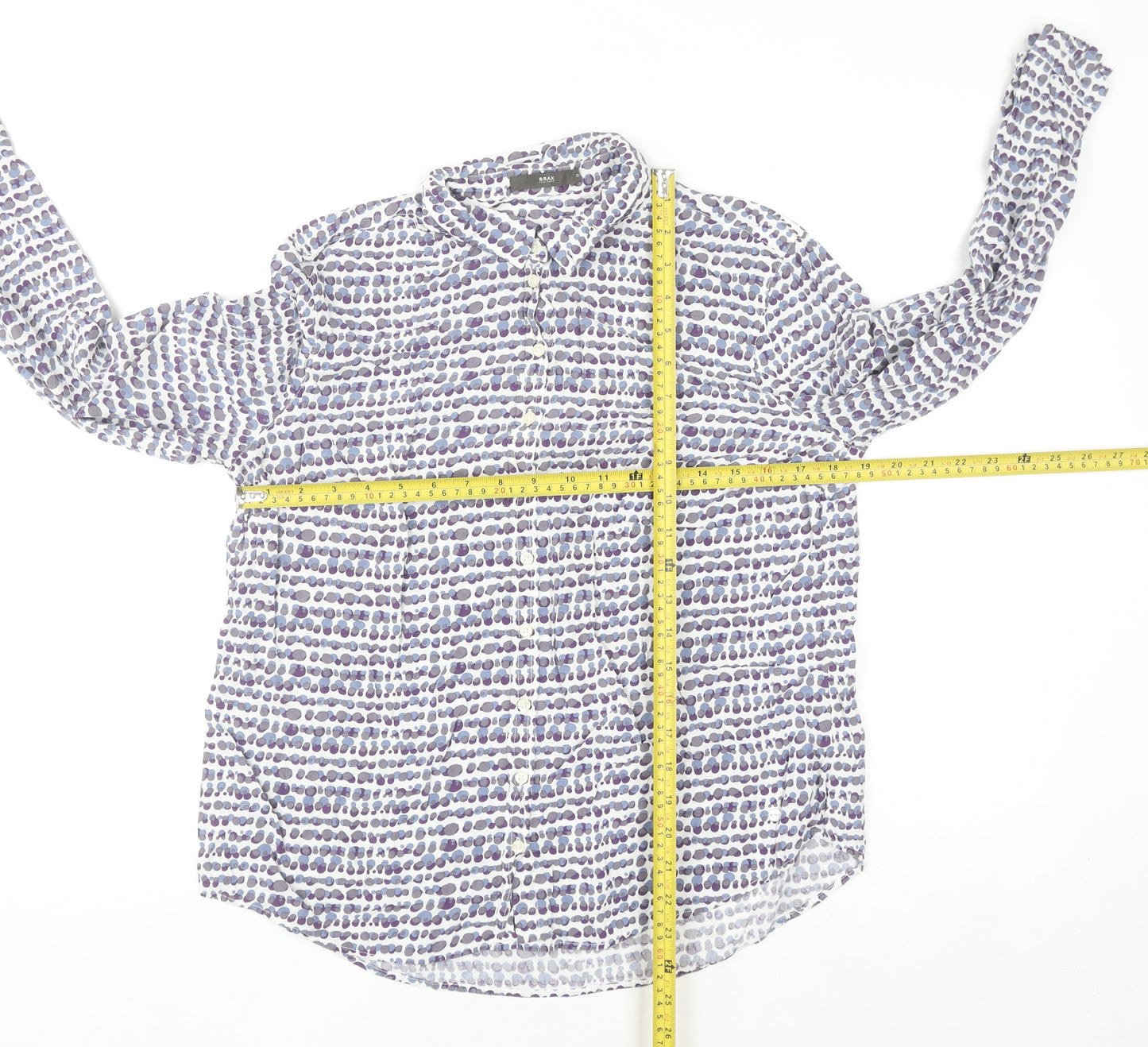 Brax Men's Blue Geometric Viscose Long Sleeve Button-Up Shirt Size 42