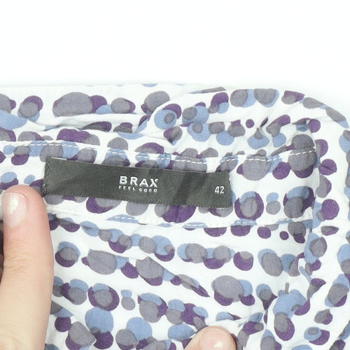 Brax Men's Blue Geometric Viscose Long Sleeve Button-Up Shirt Size 42