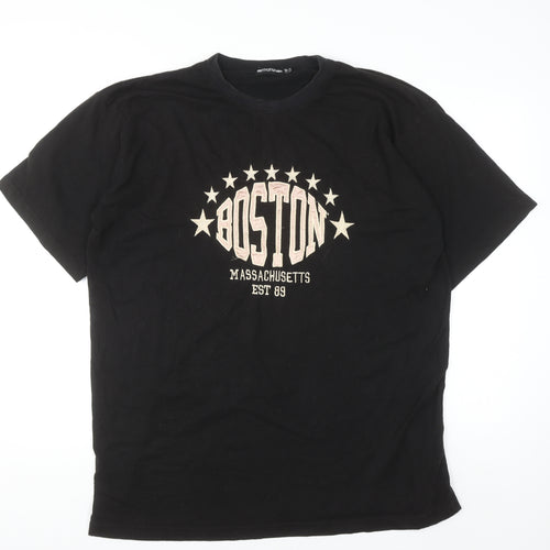 PrettyLittleThing Women's Black Boston Graphic T-Shirt UK 12
