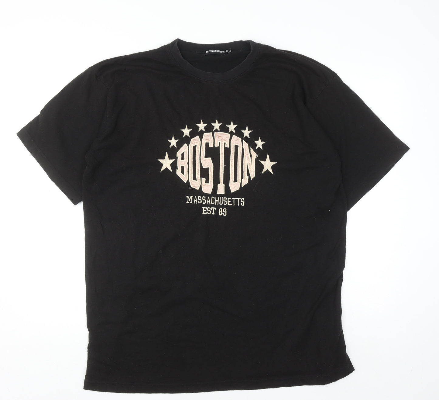 PrettyLittleThing Women's Black Boston Graphic T-Shirt UK 12