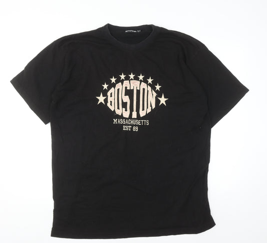 PrettyLittleThing Women's Black Boston Graphic T-Shirt UK 12
