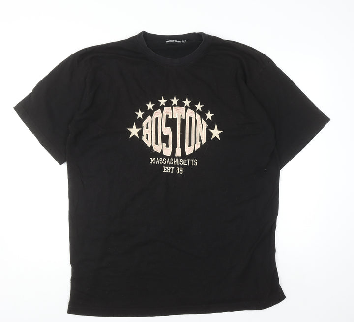 PrettyLittleThing Women's Black Boston Graphic T-Shirt UK 12