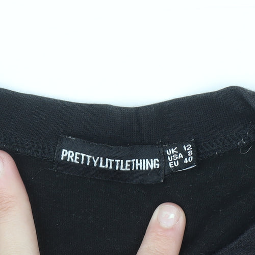 PrettyLittleThing Women's Black Boston Graphic T-Shirt UK 12