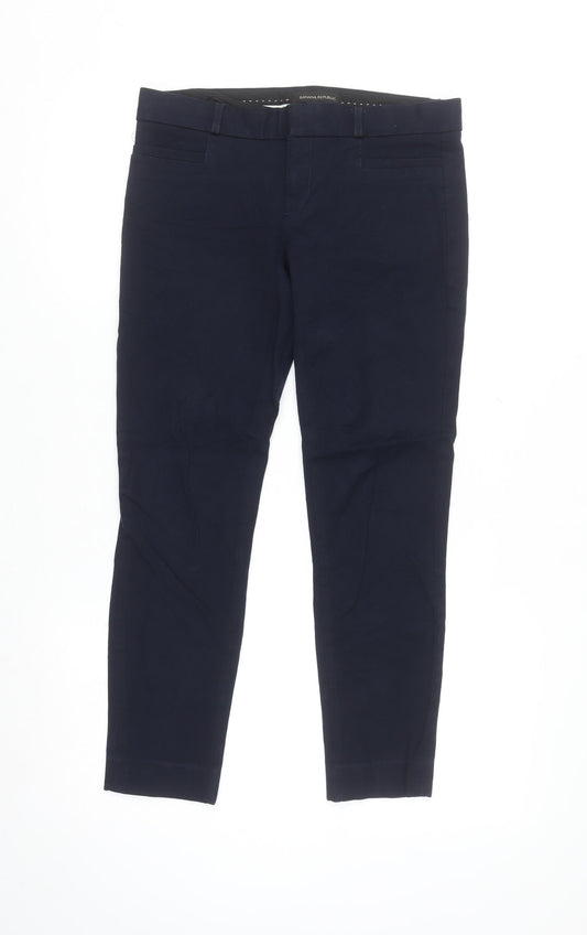 Banana Republic Women's Blue Sloan Cropped Slim Fit Trousers Size 8