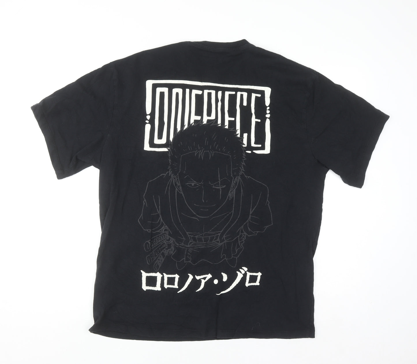 Pull & Bear One Piece Roronoa Zoro Black Men's Anime T-Shirt M